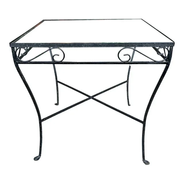 Early 21st Century Salterini Outdoor Patio Iron and Glass Square Dining Table, Attributed