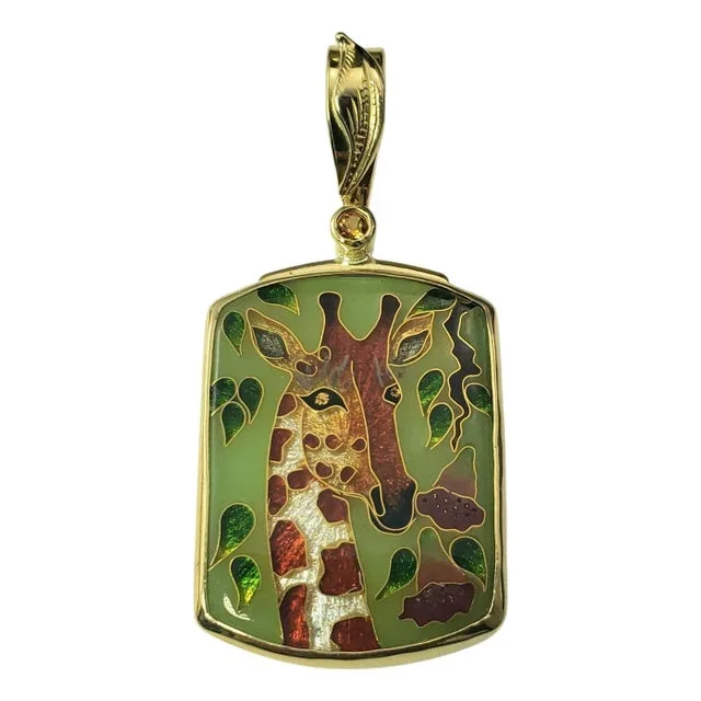 Early 21st Century Tricia Young 18k Yellow Gold Enameled Giraffe Pendant