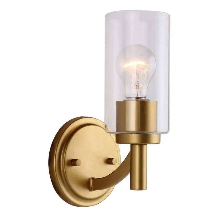 Eglo Lighting 203747A Devora – One Light Bath Vanity, Antique Gold Finish with Clear Glass