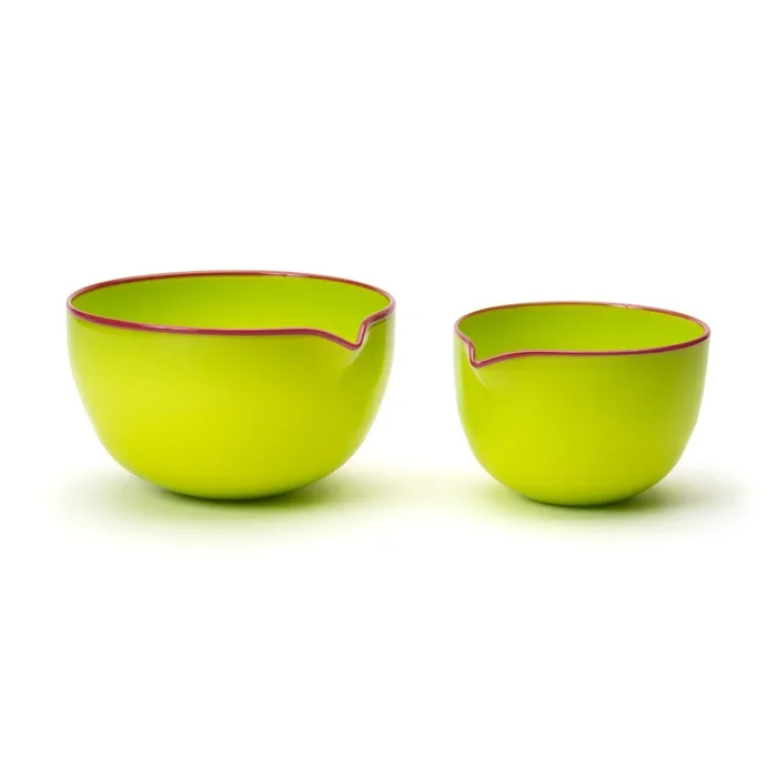 Electric Lime Spouted Glass Bowl, Small