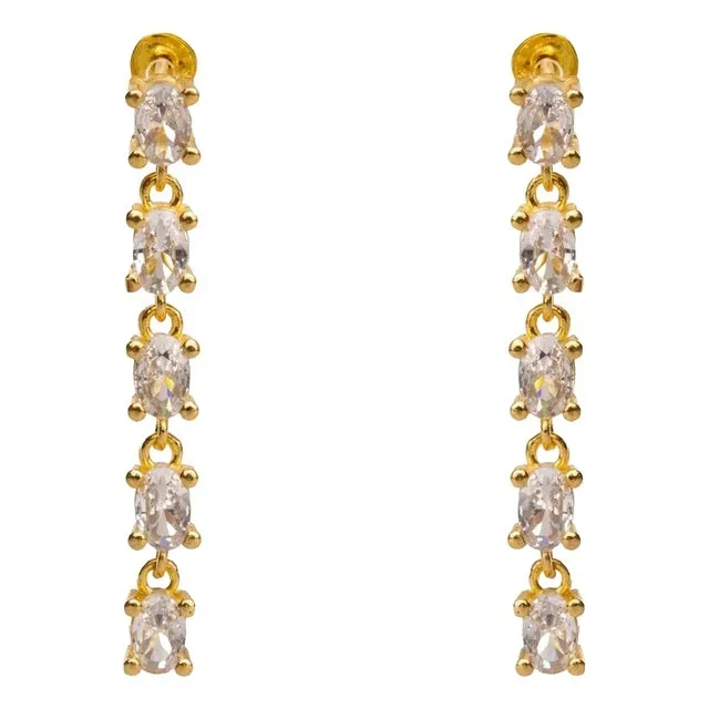 Elegant Drop Down Diamonds Earrings, 2 Pieces