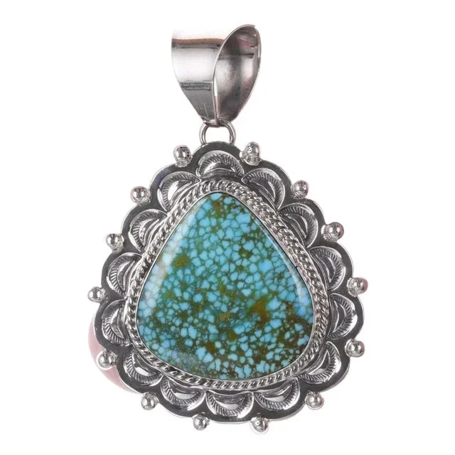 Ella M Linkin Navajo Sterling and waterweb turquoise pendant