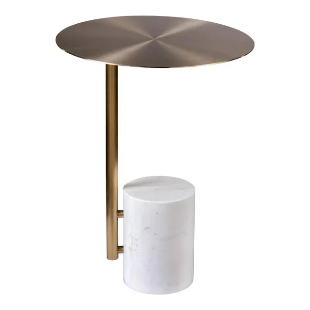 Emmy Marble Base Drink Table in White and Gold