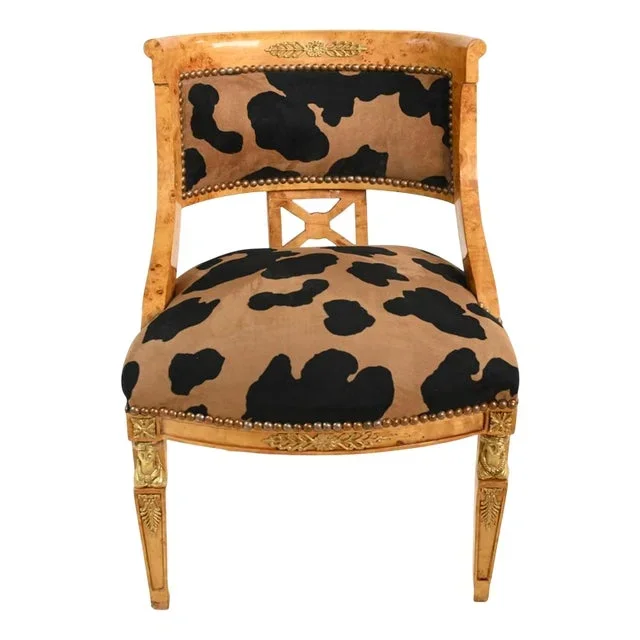 Empire Accent Chair with Leopard Print