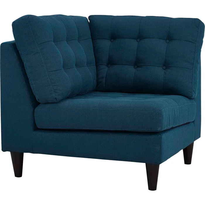 Empress Upholstered Fabric Corner Sofa in Azure