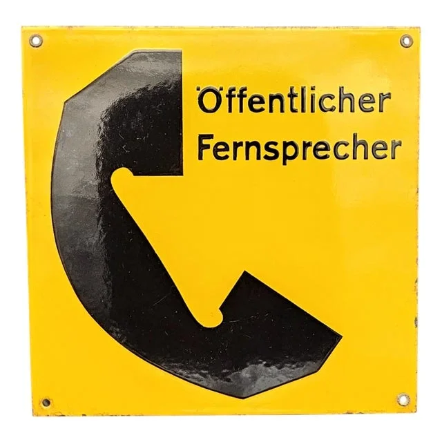 Enamel Public Telephone Sign, 1950s-1960s
