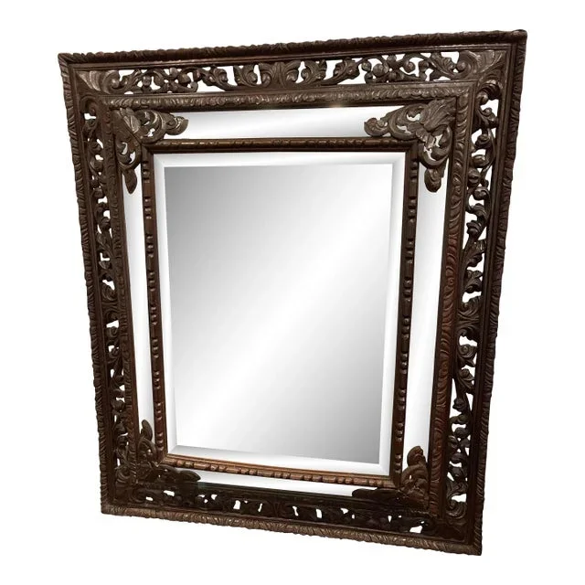 English Horizontal or Vertical Oak Mirror, 19th Century