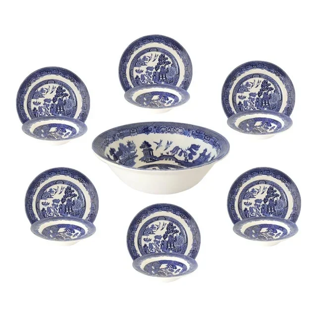 English Willow Dessert/Breakfast Set 13 Pieces