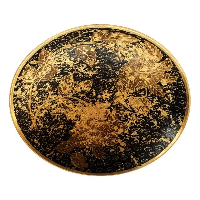 Engraved and Painted Platter in Brass, 1960s
