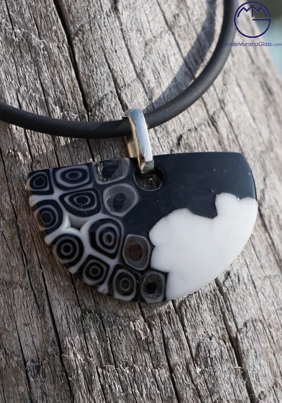 Eternity – Black White Murrina Pendant Murano Glass
