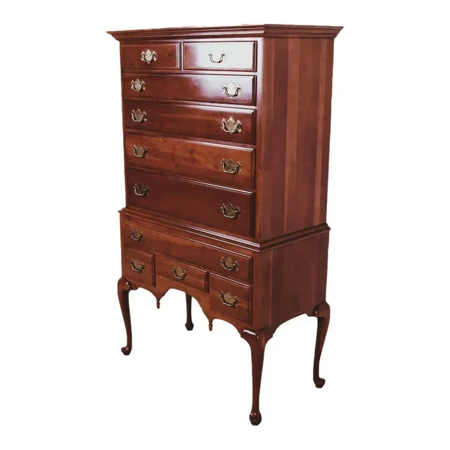 Ethan Allen Solid ‘American Traditional’ Cherry Highboy – Vintage Late 20th Century