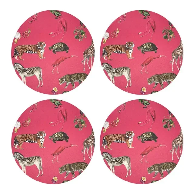 Exotix Cherry, 16″ Round Pebble Placemats, Set of 4