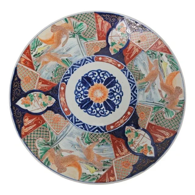 Exquisite 19th-Century Japanese Imari Charger – Edo-Meiji Arita Porcelain, Flying Geese