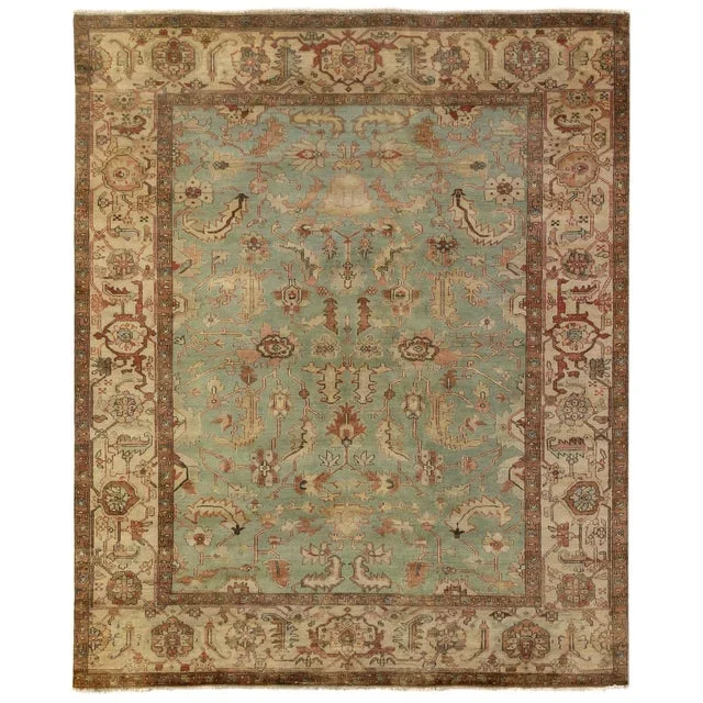 Exquisite Rugs Serapi Hand knotted Wool Light Blue/Ivory Rug-9’x12′