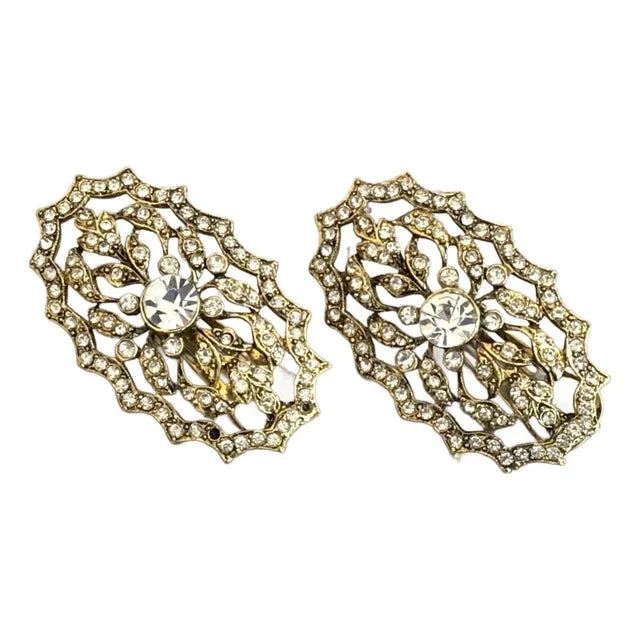 Extra-Large Rhinestone Cluster Clip-on Earrings