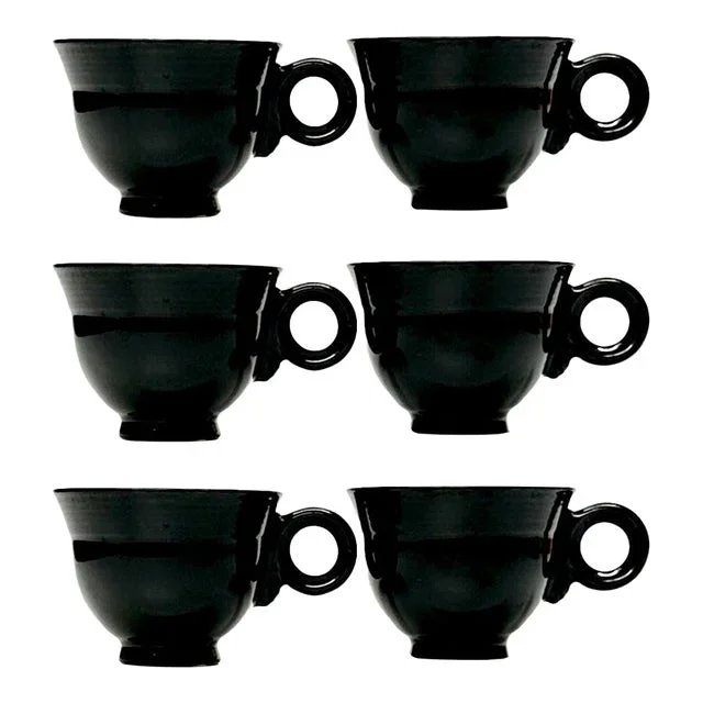 Fab Form & Function Black Ceramic Cups by Mikasa Japan – Set of 6