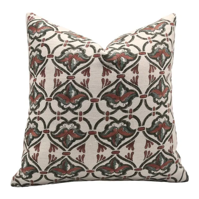 Fabdivine Handmade Block Printed Cushion Cover 18×18 Inch Off-White Linen-Hridyavan