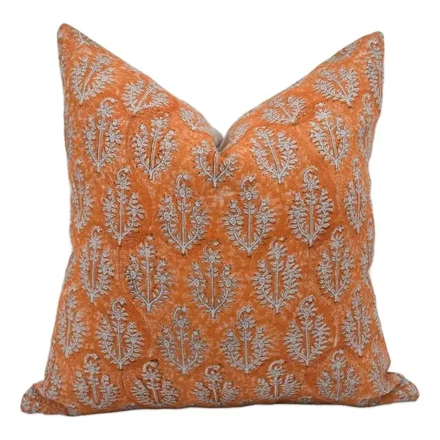 Fabdivine Thick Linen Pillow Cover by Block Printed Design 20×20 Inch- Neel Gagan