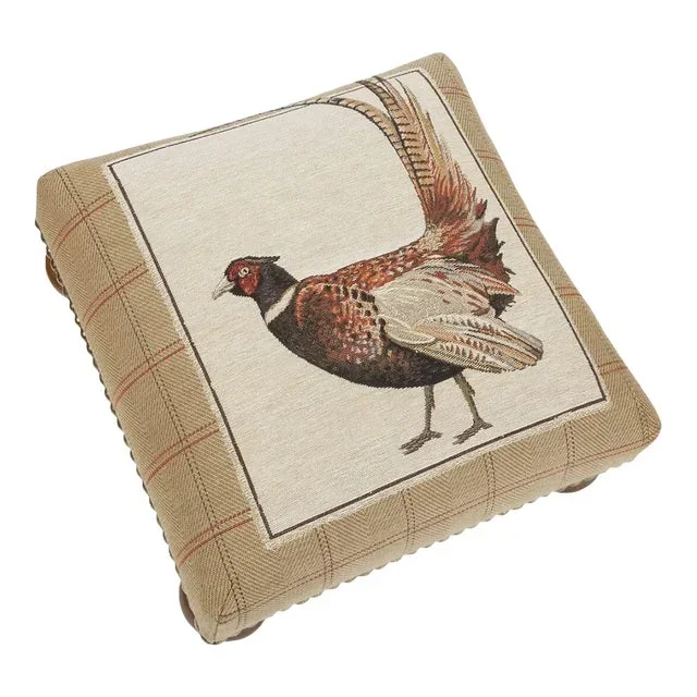 Fantail Pheasant Tapestry Footstool