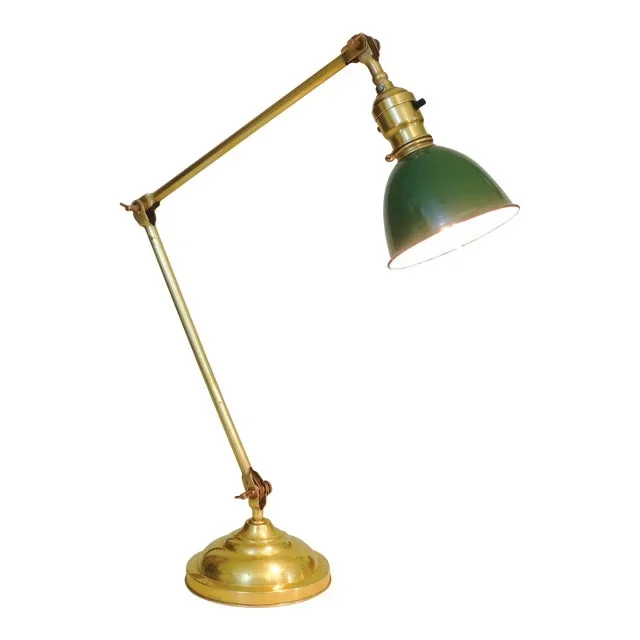 Faries Industrial Machine Age Brass Double Articulating Lamp 1920’s
