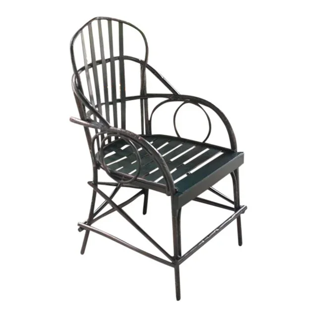 Faux Bois Aluminum Arm Chair – Dark Green