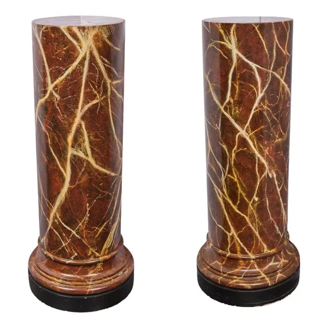 Faux Marbled Rouge Columns – A Pair