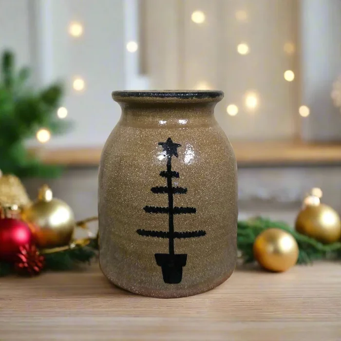 Feather Tree Small Stoneware Canning Crock