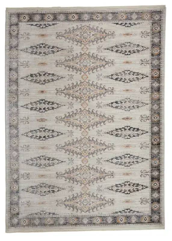 Feizy 3847FBGE Kyra Machine Made Ivory / Blue Area Rugs