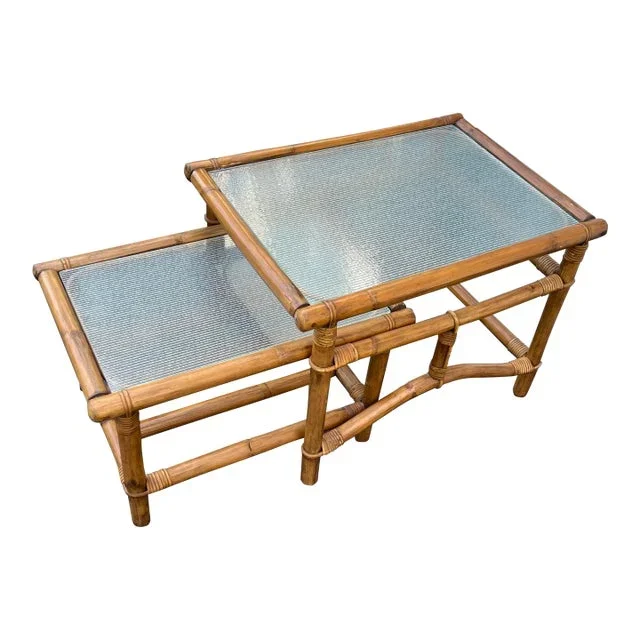 Ficks Reed Palm Beach Regency Nesting Glass Tables