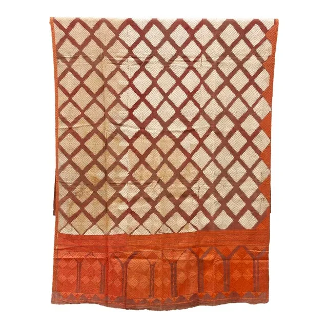 Fine Saffron Bagh Phulkari Silk Throw