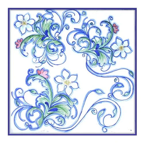 Fiori Blu Tile 7,8 x 7,8 Inches