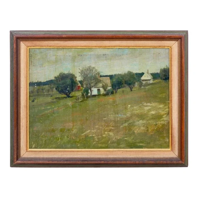 Fishermen’s Houses, Oil on Panel, 20th Century