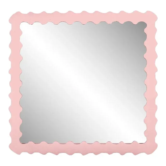 Fleur Home Audubon Bamboo Square Mirror in Authentic Pink, 48×48