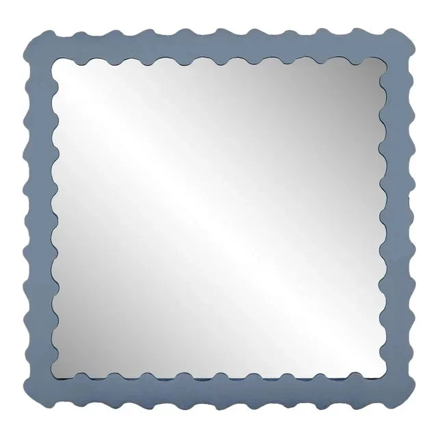 Fleur Home Audubon Bamboo Square Mirror in Bachelor Blue, 24×24