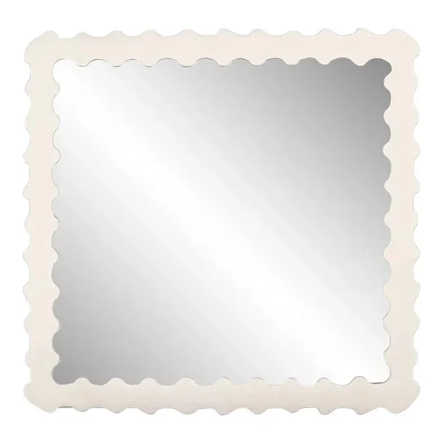 Fleur Home Audubon Bamboo Square Mirror in Swiss Coffee, 30×30