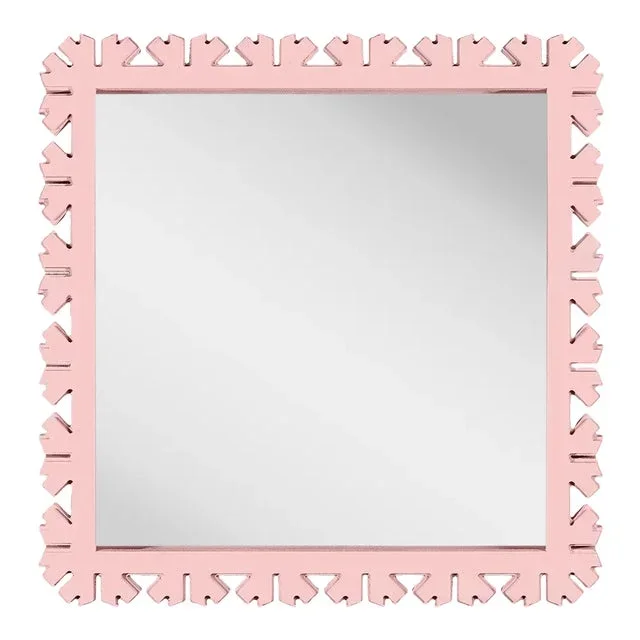 Fleur Home Audubon Bamboo Sticks Square Mirror in Authentic Pink, 31.5×31.5