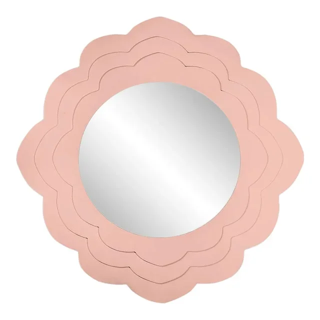 Fleur Home Audubon Magnolia Circle Mirror in Salmon Berry, 36×36