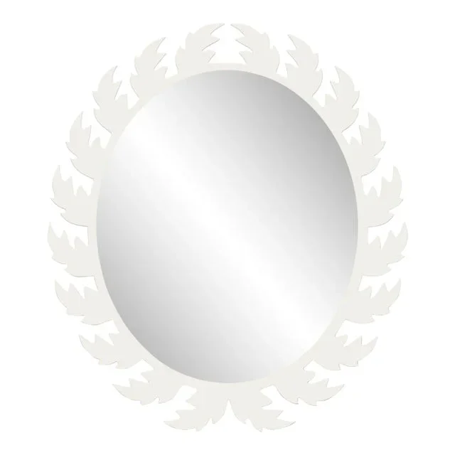 Fleur Home Audubon Oval Mirror in White Dove, 32×37