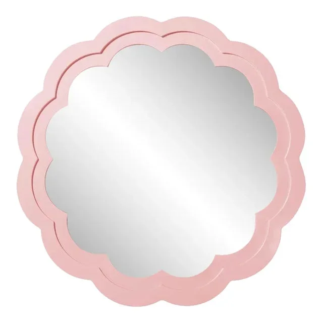 Fleur Home Audubon Peony Circle Mirror in Authentic Pink, 24×24
