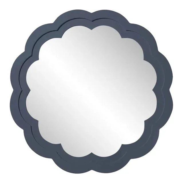 Fleur Home Audubon Peony Circle Mirror in Hale Navy, 30×30