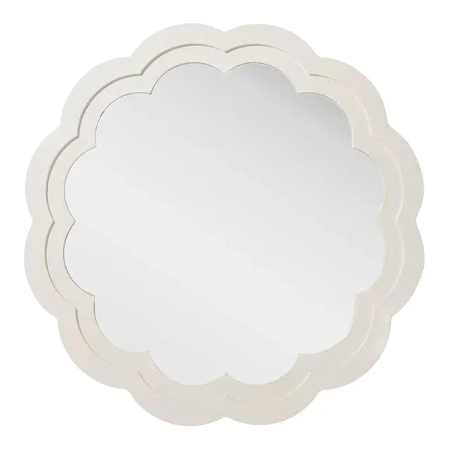 Fleur Home Audubon Peony Circle Mirror in White Dove, 36×36