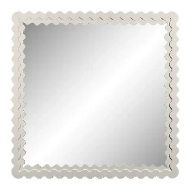 Fleur Home Carnival Chaos Square Mirror in White Dove, 36×36