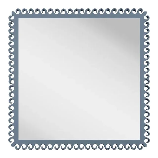 Fleur Home Carnival Gras Square Mirror in Bachelor Blue, 38×38