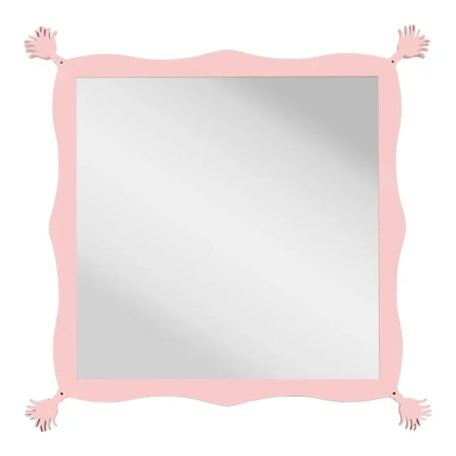 Fleur Home Carnival Iko Iko Square Mirror in Authentic Pink, 51×51