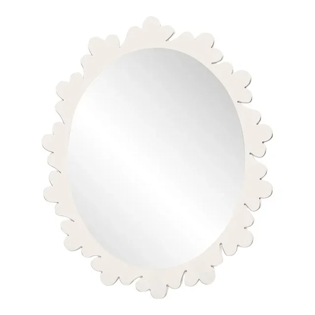 Fleur Home Garden District Arabella Oval Mirror in White Dove, 32×37