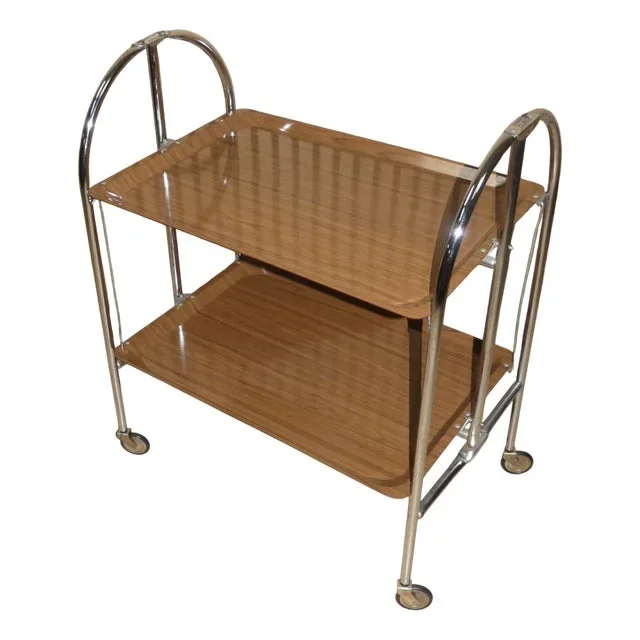 Foldable Side Table in Wood, Plastic & Chrome from Dinett, 1970s