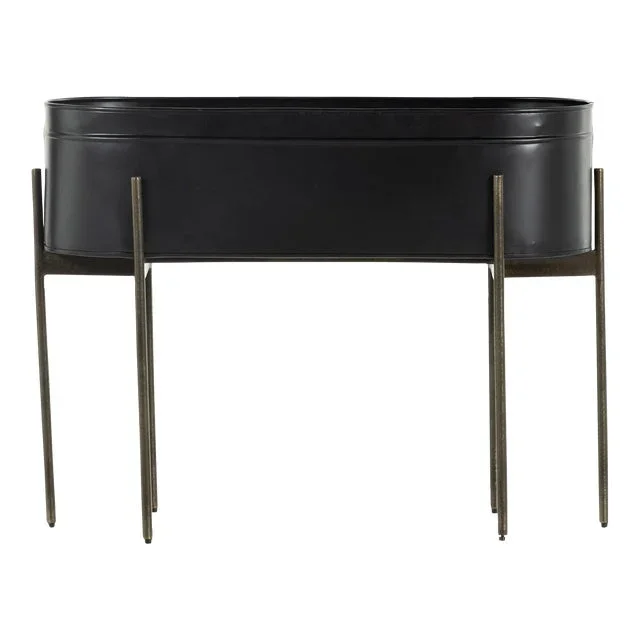 Four Hands Jed Large Planter – Weathered Brass and Iron Matte Black