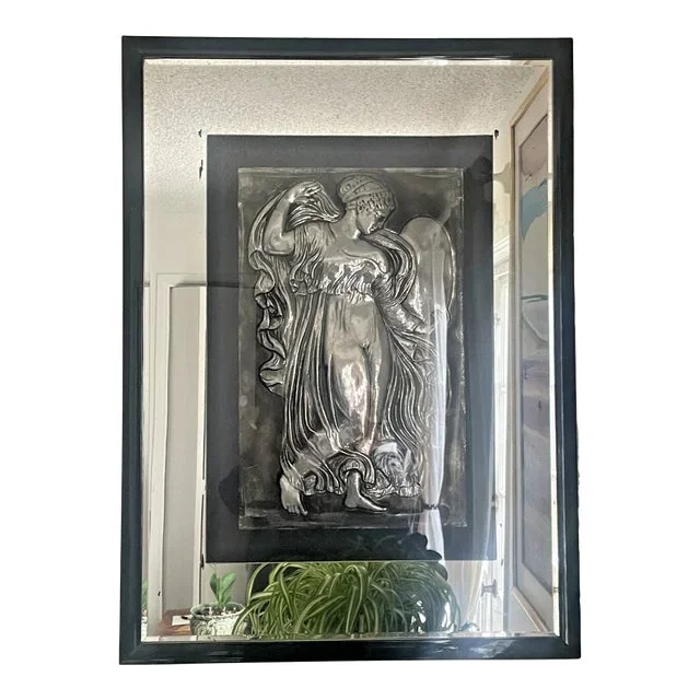 Framed Silver Tile With Angel Figure Mirror