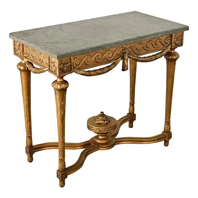French 18th Century Gold Gilt Console with Marble Top