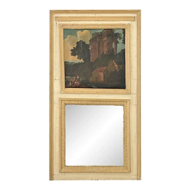 French 19th Century Painted Trumeau Mirror